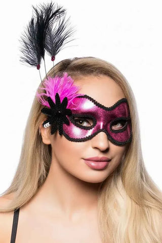 Darrahopens Occasions > Costumes > Costumes & Accessories Side Feather Pink Vinyl Masquerade Mask
