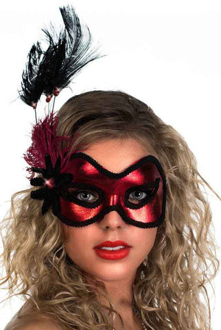 Darrahopens Occasions > Costumes > Costumes & Accessories Side Feather Red Vinyl Masquerade Mask