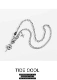Darrahopens Occasions > Costumes > Costumes & Accessories Silver Hip-hop style titanium steel black gemstone spliced star cross necklace, unisex trendy streetwear design collarbone chain