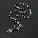 Darrahopens Occasions > Costumes > Costumes & Accessories Silver Hip-hop style titanium steel black gemstone spliced star cross necklace, unisex trendy streetwear design collarbone chain