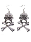Darrahopens Occasions > Costumes > Costumes & Accessories Silver Skull and Cross Bones Womens Earrings