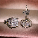 Darrahopens Occasions > Costumes > Costumes & Accessories Silver Unisex Round Crystal Stud Earrings – Full-Pave Micro-Set Alloy Ear Jewelry