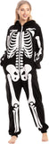 Darrahopens Occasions > Costumes > Costumes & Accessories Skeleton Hoodie Onesie Pajamas for Adults - Black L - Plush Skeleton Jumpsuit with Zipper Costume \u0026 Sleepwear