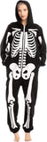 Darrahopens Occasions > Costumes > Costumes & Accessories Skeleton Onesie Pajamas Black XL Unisex Halloween Costume Plush Jumpsuit Sleepwear