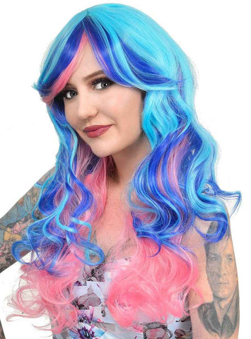 Darrahopens Occasions > Costumes > Costumes & Accessories Skye Pink and Blue Long Curly Womens Costume Wig