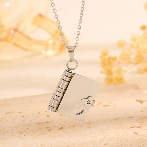 Darrahopens Occasions > Costumes > Costumes & Accessories Sliver Titanium Steel Fading-Resistant Envelope Locket Necklace - Openable Love Letter Pendant for Couples