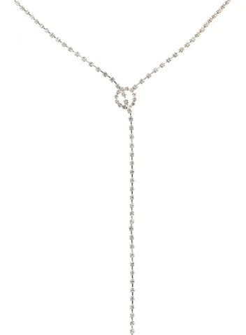 Darrahopens Occasions > Costumes > Costumes & Accessories Sparkly Silver Diamante Drop Costume Necklace