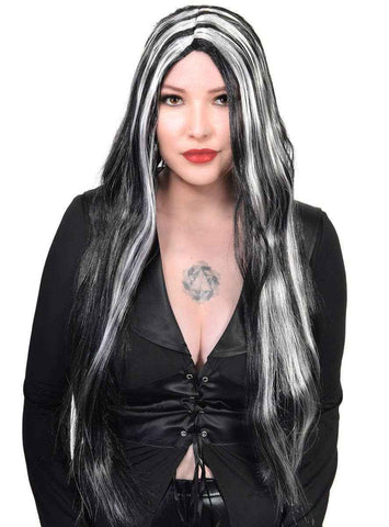 Darrahopens Occasions > Costumes > Costumes & Accessories Streaked Black and White Womens Halloween Costume Wig