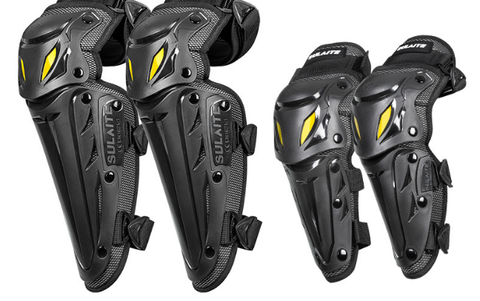 Darrahopens Occasions > Costumes > Costumes & Accessories SULAITE CE Level 1 Certified 4 Piece Motorcycle Protective Gear Set Silver Knee Pads and Elbow Guards Long Shin Armour Quick Release for Motocross Dirt Bike