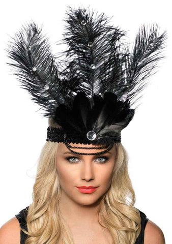 Darrahopens Occasions > Costumes > Costumes & Accessories Tall Black Feather Showgirl Headpiece with Black Sequins