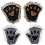 Darrahopens Occasions > Costumes > Costumes & Accessories Therian Paws Black Gray Half Finger Realistic Fur Paw Gloves for Adults Kids Cosplay Compatible with Oral-B
