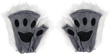 Darrahopens Occasions > Costumes > Costumes & Accessories Therian Paws Black Gray Half Finger Realistic Fur Paw Gloves for Adults Kids Cosplay Compatible with Oral-B