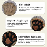 Darrahopens Occasions > Costumes > Costumes & Accessories Therian Paws Half Finger Cute Embroidered Fur Paw Gloves 1 Pair Black Compatible with Kids Adults Cosplay Stage