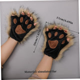 Darrahopens Occasions > Costumes > Costumes & Accessories Therian Paws Half Finger Cute Embroidered Fur Paw Gloves 1 Pair Black Compatible with Kids Adults Cosplay Stage