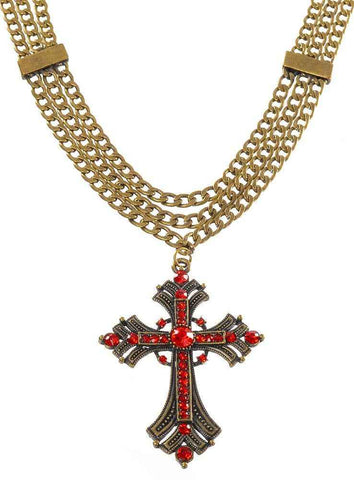 Darrahopens Occasions > Costumes > Costumes & Accessories Triple Chain Rustic Gothic Cross Deluxe Necklace