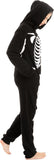 Darrahopens Occasions > Costumes > Costumes & Accessories Unisex Skeleton Onesie Pajamas Plush Skeleton Jumpsuit Zipper Halloween Hoodie Pajamas for Adults Sleepwear Costume Black L