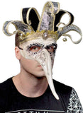 Darrahopens Occasions > Costumes > Costumes & Accessories Venetian Long Nose Jester Antique Cream Masquerade Mask