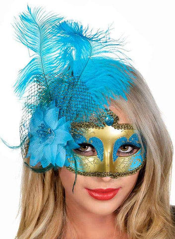 Darrahopens Occasions > Costumes > Costumes & Accessories Victorian Aqua and Gold Masquerade Mask