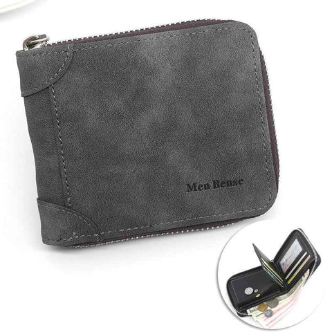 Darrahopens Occasions > Costumes > Costumes & Accessories Vintage Matte PU Leather Zip-Around Bifold Wallet for Men, Multi-Card Slot Coin Purse with ID Window, Casual Short Billfold Purse (Blue)