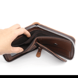 Darrahopens Occasions > Costumes > Costumes & Accessories Vintage Matte PU Leather Zip-Around Bifold Wallet for Men, Multi-Card Slot Coin Purse with ID Window, Casual Short Billfold Purse (Brown)