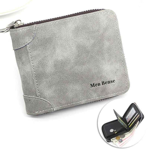 Darrahopens Occasions > Costumes > Costumes & Accessories Vintage Matte PU Leather Zip-Around Bifold Wallet for Men, Multi-Card Slot Coin Purse with ID Window, Casual Short Billfold Purse (Dark Gray)