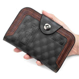 Darrahopens Occasions > Costumes > Costumes & Accessories Vintage Patchwork Snap-Closure Vertical Wallet for Men, PU Leather Wallet with 13 Card Slots, Zippered Coin Pocket, and ID Window (Black)