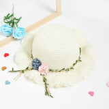 Darrahopens Occasions > Costumes > Costumes & Accessories White Girls Summer Princess Straw Straw Hat and Matching Purse Set - Breathable Floral Wide Brim Sun Protection Sun Hat