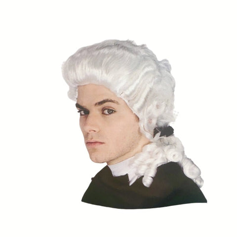 Darrahopens Occasions > Costumes > Costumes & Accessories White Judge Wig Colonial Wig Lawyer Dress Costume Halloween Fancy Party wig