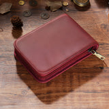 Darrahopens Occasions > Costumes > Costumes & Accessories Wine Red 12-Slot Genuine Crazy Horse Leather Fountain Pen Case - Handcrafted Large Capacity Zippered Pen Organizer & Stationery Pouch