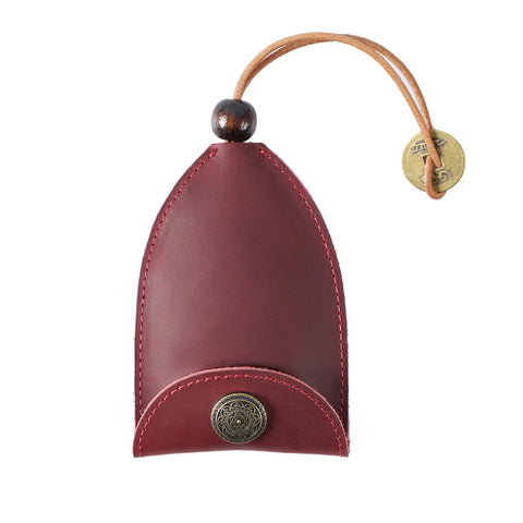 Darrahopens Occasions > Costumes > Costumes & Accessories Wine Red Vintage Crazy Horse Leather Key Organizer - Handmade Pull-Out Car Key Case & Home Key Holder with Retro Coin Charm