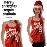 Darrahopens Occasions > Costumes > Costumes & Accessories Womens Merry Christmas Sequin Singlet Camisole Cami Costume Party Xmas