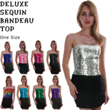 Darrahopens Occasions > Costumes > Costumes & Accessories Womens SEQUIN BANDEAU CROP TOP Sparkling Sparkly Costume Tube - Black