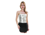 Darrahopens Occasions > Costumes > Costumes & Accessories Womens SEQUIN BANDEAU CROP TOP Sparkling Sparkly Costume Tube - Silver