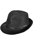 Darrahopens Occasions > Costumes > Costumes & Accessories Woven Black Canvas 20s Gangster Fedora Costume Hat