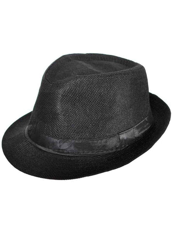 Darrahopens Occasions > Costumes > Costumes & Accessories Woven Black Canvas 20s Gangster Fedora Costume Hat
