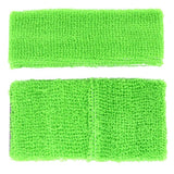Darrahopens Occasions > Costumes > Costumes & Accessories WRISTBAND & HEADBAND SET Tennis Terry Towelling Cotton Sweat Band - Fluro Light Green