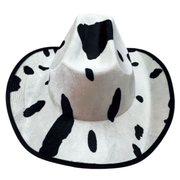 Darrahopens Occasions > Costumes COW HAT Adult Cowboy Cowhide Print Wild West Costume Party Fancy Dress Fedora