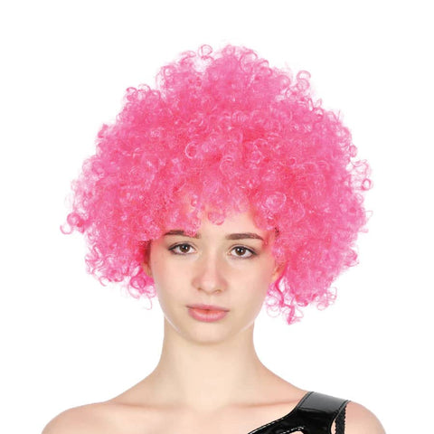 Darrahopens Occasions > Costumes DELUXE AFRO WIG Curly Hair Costume Party Fancy Disco Circus 70s 80s Dress Up - Hot Pink