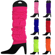 Darrahopens Occasions > Costumes LEG WARMERS Knitted Womens Neon Party Knit Ankle Fluro Dance Costume 80s Pair - Purple