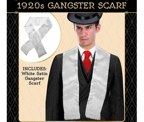 Darrahopens Occasions > Costumes Mens Gatsby 1920s Hollywood Gangster White Scarf Silky Soft with Tassels Costume