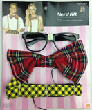 Darrahopens Occasions > Costumes NERD COSTUME KIT Set Geek Glasses Fancy Dress Retro Funny Braces Bow Tie Party