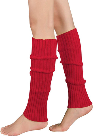 Darrahopens Occasions > Costumes Pair of Womens Leg Warmers Disco Winter Knit Dance Party Crochet Legging Socks Costume - Red