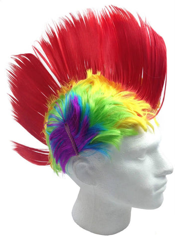Darrahopens Occasions > Costumes Rainbow MOHAWK WIG 70s 80s Rock Punk Hair Costume Mohican Rooster Wig Fancy