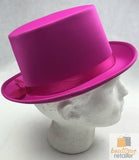 Darrahopens Occasions > Costumes SATIN TOP HAT Costume Party Cap Fancy Dress Trilby Fedora One Size - Hot Pink