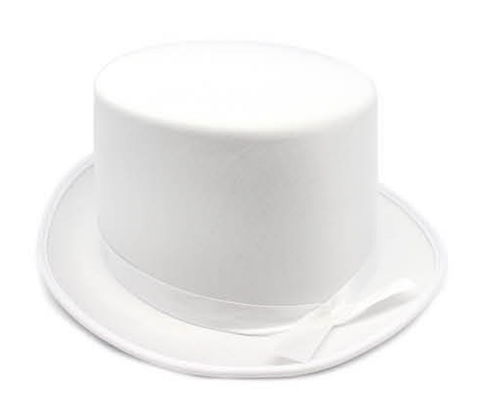 Darrahopens Occasions > Costumes SATIN TOP HAT Costume Party Cap Fancy Dress Trilby Fedora One Size - White