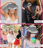 Darrahopens Occasions > Costumes SEQUIN HAT Trilby Fedora Glitter Cap Costume Dance Party - Silver