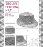 Darrahopens Occasions > Costumes SEQUIN HAT Trilby Fedora Glitter Cap Costume Dance Party - Silver
