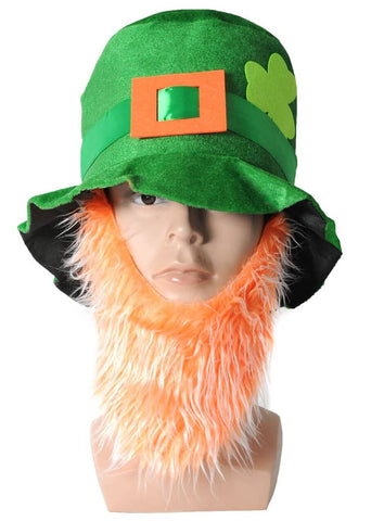 Darrahopens Occasions > Costumes St Patricks Day Green Top Hat w/ Beard Iris Party Dress Up Ireland Halloween Cap
