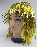 Darrahopens Occasions > Costumes Tinsel Metallic Wig 70s 50s 20s Costume Mens Womens Unisex Disco Fancy Dress Up - Gold/Yellow