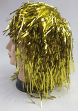Darrahopens Occasions > Costumes Tinsel Metallic Wig 70s 50s 20s Costume Mens Womens Unisex Disco Fancy Dress Up - Gold/Yellow